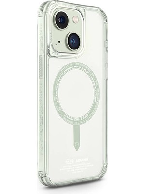 Skinarma iPhone 15 Kılıf Skinarma Şeffaf Airbag Tasarımlı Magsafe Şarj Özellikli Saido Kapak Yeşil