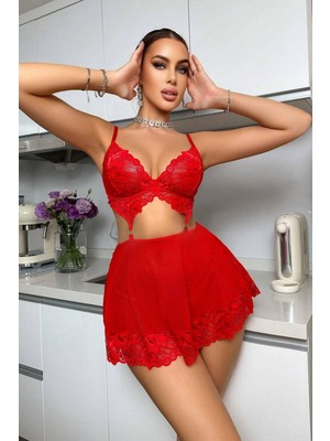 Bella Notte Kırmızı  Valentine's Tasarım Gecelik 18511