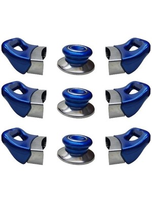 Nalburkent Nalburkent Tencere Tava Sahan Kulpu Cam Ve Metal Kapak İçin Yasemin Mavi 3 Set