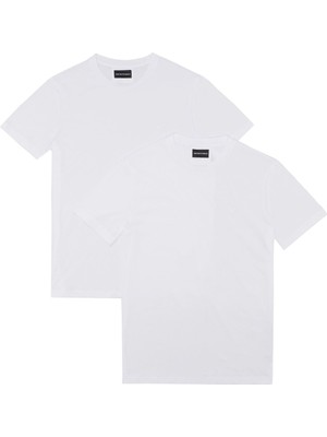 Emporio Armani Erkek Marka Logolu Basic Bisiklet Yaka Kısa Kollu Beyaz T-Shirt 8N1D68 1JPZZ-0100