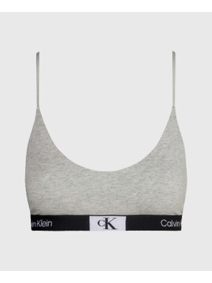 Calvin Klein Kadın Marka Logolu Askılı Spor Giyim Günlük Gri Büstiyer 000QF7216E-P7A