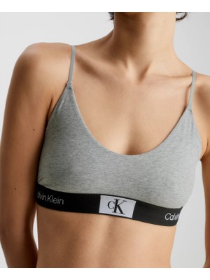 Calvin Klein Kadın Marka Logolu Askılı Spor Giyim Günlük Gri Büstiyer 000QF7216E-P7A