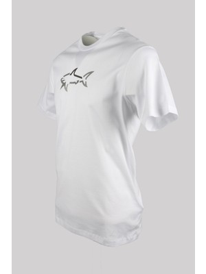 Paul & Shark  Erkek Marka Logolu Pamuklu Normal Kalıp Günlük Beyaz T-Shirt 24411085-010