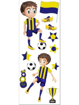 Sarı Lacivert Futbolcu Sticker Çocuklar İçin 3D Puff Çık16,50/6