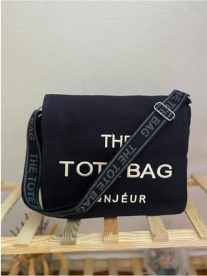 Bagorama Topa Unisex Totebag Kanvas Kumaş Postacı Omuz Çantası - Siyah