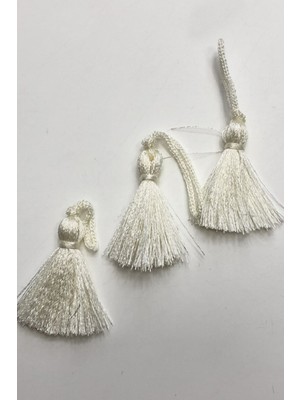 Hayalperest Boncuk Krem Tekli Saçak Püskül 4 cm (10 Adet )