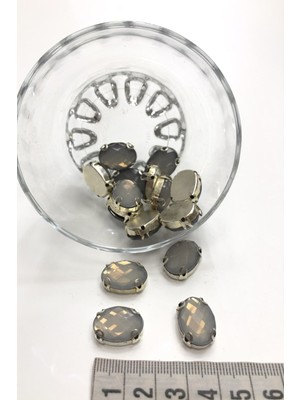 Mat Gri Oval Dikme Taş 10 adet