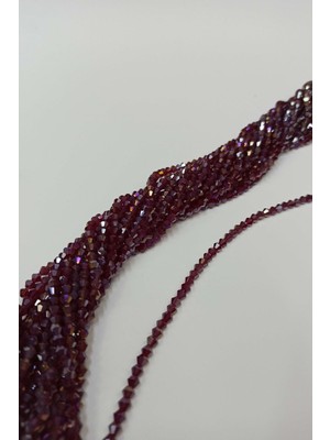 Koyu Kızıl Kahverengi Kristal Boncuk Piramit 4 mm