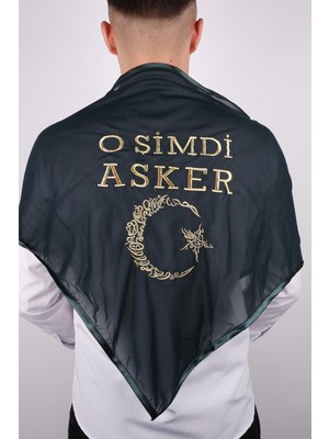 Hayalperest Boncuk Yeşil O Şimdi Asker Sim Ay Yıldızlı Nakışlı Asker Örtü Şal