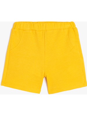 Koton Basic Şort Dokulu Cepli Beli Lastikli