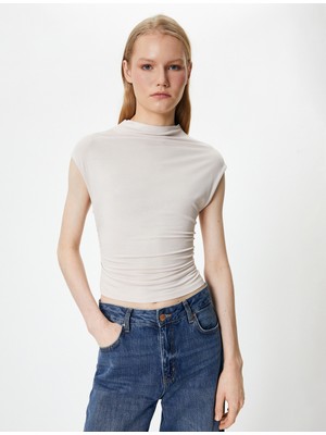 Koton Slim Fit Atlet Dik Yaka Kısa Kollu Drapeli