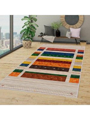 Eliana Home Dijital Baskı Yıkanabilir Kaymaz Taban Salon Halısı ve Yolluk LNA1327-HS-515