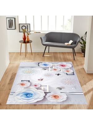 Eliana Home Dijital Baskı Yıkanabilir Kaymaz Taban Salon Halısı ve Yolluk LNA1857-SM253