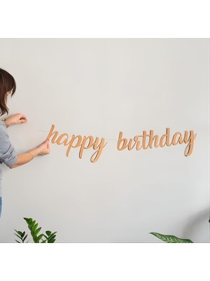 Kidspartim Happy Birthday Kaligrafi Banner Kraft 110X20 cm