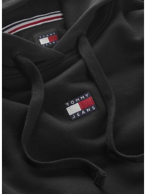 Tommy Jeans Kapüşon Yaka Düz Siyah Kadın Sweatshırt Tjw Bxy Badge Hoodıe