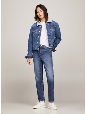 Tommy Jeans Yüksek Bel Düz Paça Normal Mavi Kadın Denim Pantolon Izzıe Hgh Sl Ank Flag AH6037