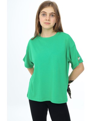 Pengai Yeşil Kısa Kollu Basic Kız Çocuk T-Shirt 17770