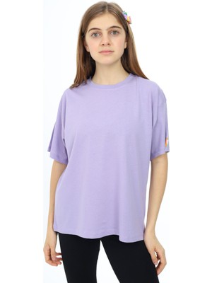 Pengai Lila Kısa Kollu Basic Kız Çocuk T-Shirt 17771