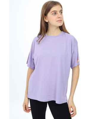 Pengai Lila Kısa Kollu Basic Kız Çocuk T-Shirt 17771