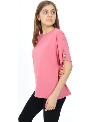 Pengai Pembe Kısa Kollu Basic Kız Çocuk T-Shirt 17769