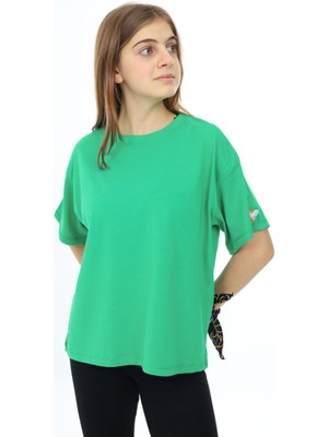 Pengai Yeşil Kısa Kollu Basic Kız Çocuk T-Shirt 17770