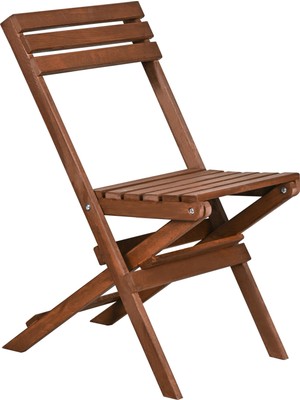 Bysay Vernikli Ahşap Katlanabilir  Bahçe Mutfak Balkon Teras Sandalyesi (Ceviz Renk)