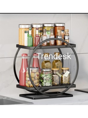 Trendesk Servis Sunum Ikramlık Siyah Büyük Lüks 2 Katlı  Organizer Mutfak Düzenleyici Pasta Standı
