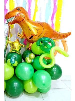 Pekshop Turuncu T-Rex Dinozor Folyo Balon Trex Dinazor Balon 110CM