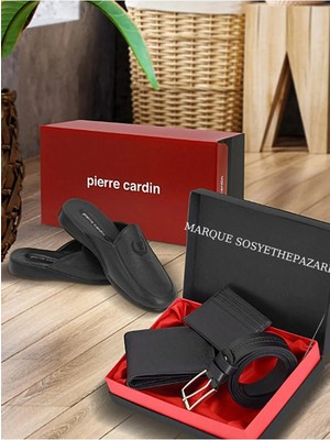 Pierre Cardin Çeyiz Terliği 289 Hediyelik Kutuda ve Marque Sosyethepazarı Markalı Kemer Cüzdan Set