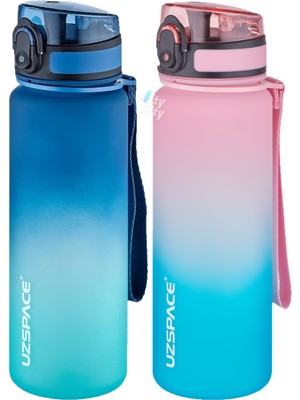 Uzspace 2'li Tritan Matara Seti 500 ml Çift Renk Softtouch Ff Collection Tritan Su Matarası
