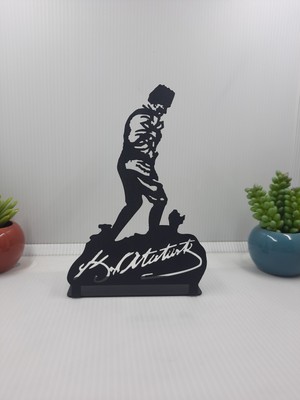 Gowpenart Dizayn Atatürk Kocatepe'de Masaüstü Metal Biblo - Ev /ofis Dekoru - Hediye Biblo - 19 x 12 cm