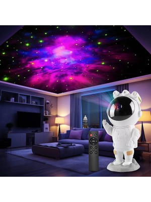 Robeve Astronot Gece Lambası Astronot Projektör Gece Lambası Uzaktan Kumandalı Çok Renkli Nebula Gece Lambası Yıldızlı Gece Lambası Zamanlayıcılı Gece Projektörü