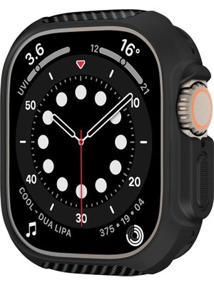 AktarMobile Apple Watch Ultra / Ultra 2 49 mm Uyumlu Kasa Koruyucu Darbe Emici Silikon Karbon Desenli (Önü Açık)