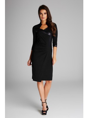 Laranor Büzgü Detaylı Elbise 46 - Siyah