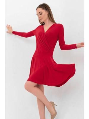 Laranor Kruvaze Yaka Elbise 40 - Kırmızı
