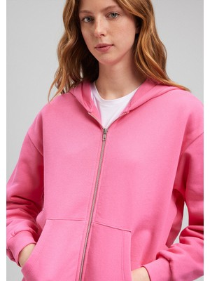 Mavi Fermuarlı Kapüşonlu Pembe Basic Sweatshirt 1611775-71095