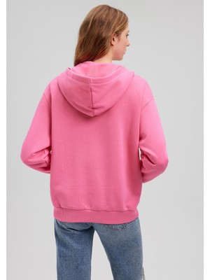 Mavi Fermuarlı Kapüşonlu Pembe Basic Sweatshirt 1611775-71095