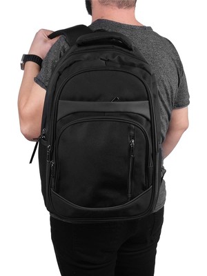Bagacar Okul ve Günlük Laptop Bölmeli Su Geçirmez Sırt Çantası Siyah