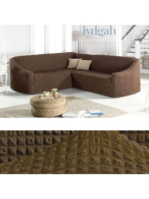 IYDGAH Bürümcük Eteksiz Köşe Koltuk Örtüsü Standart Lastikli Boydan L Köşe Koltuk Örtüsü L Köşe Koltuk Kılıfı L Kanepe Çekyat Kılıfı L Kanepe Çekyat Örtüsü Yıkanabilir Kahve Renk 5 Kişilik 380CM