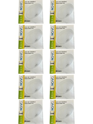 Novo 18W Ledli (Beyaz Işık) 360 Derece Sensörlü Tavan Armatürü NV003 (10 Adet)