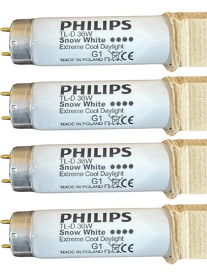 Philips 36W Snow White 12000K (Beyaz Işık) G13 Duylu Floresan (4 Adet)