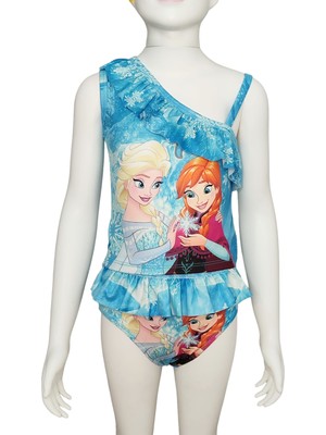 Urz Kids Frozen Baskılı Fırfırlı 2 Parça Bikini Kız Çocuk Bikini