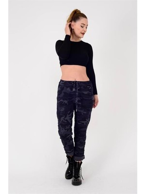 Eren Style Italyan Beli Bağlamalı Kamuflaj Desenli Dar Paça Pantolon (36-44 Beden)