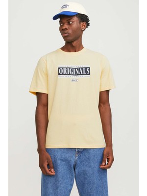 Jack & Jones Jorcobın Tee Ss Crew Neck Sarı Erkek Kısa Kol T-Shirt