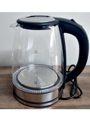 Geseus Crown Cam Kettle Elektrikli Su Isıtıcı Cam Gövdeli LED Aydınlatmalı 1500W 1,8 Lt
