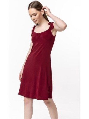 Laranor Ip Askılı Elbise 48 - Bordo
