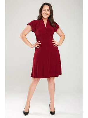 Laranor Kruvaze Yaka Kelebek Kol Elbise 40 - Bordo