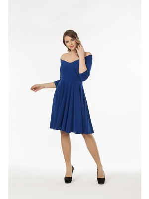 Laranor Prenses Yaka Hareketli Etek Detay Elbise 50 - Sax