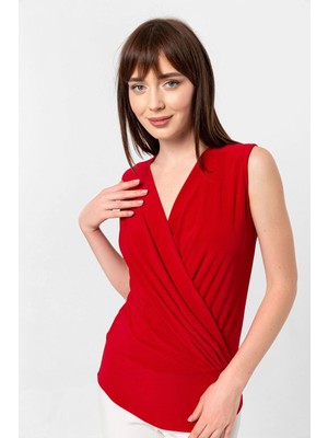 Laranor Kruvaze Yaka Bluz 40 - Kırmızı