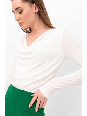 Laranor Degaje Yaka Uzun Kol Bluz 36 - Ecru